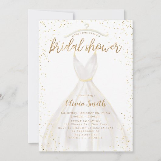 Gold Glitter Elegant Wedding Dress Vrijgezellenfee Kaart (Voorkant)