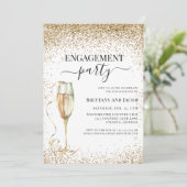 Gold Glitter Elegant Wedding Engagement Party Kaart (Staand voorkant)