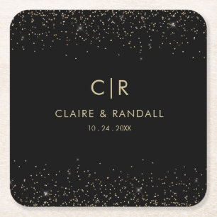 Gold Glitter Elegant Wedding Vierkante Kartonnen Onderzetter