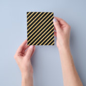 Gold Glitter en Black Diagonal Stripes Pattern Flyer (Hand)