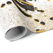 Gold Glitter en Black kerstboompatroon Cadeaupapier (Rol Hoek)