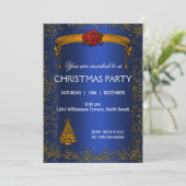 Gold Glitter en Blue Kerstmis Kaart (Staand voorkant)