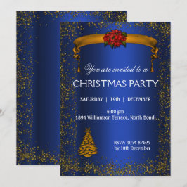 Gold Glitter en Blue Kerstmis Kaart