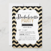 Gold Glitter en Chevron Bachelorette Uitnodiging (Voorkant)