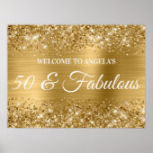 Gold Glitter en Folie 50 & Fabulous Welcome Poster (Voorkant)