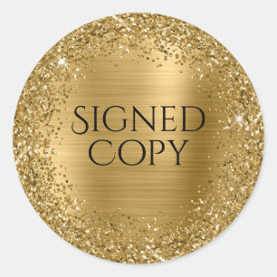 Gold Glitter en Folie Author Signed Copy Ronde Sticker