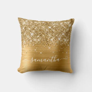 Gold Glitter en Folie Girly Signature Kussen