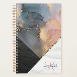 Gold Glitter en Marble Monogram Teacher Planner