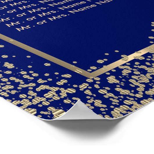 Gold Glitter en Navy Blue - 8 Zitkuur Poster (Hoek)
