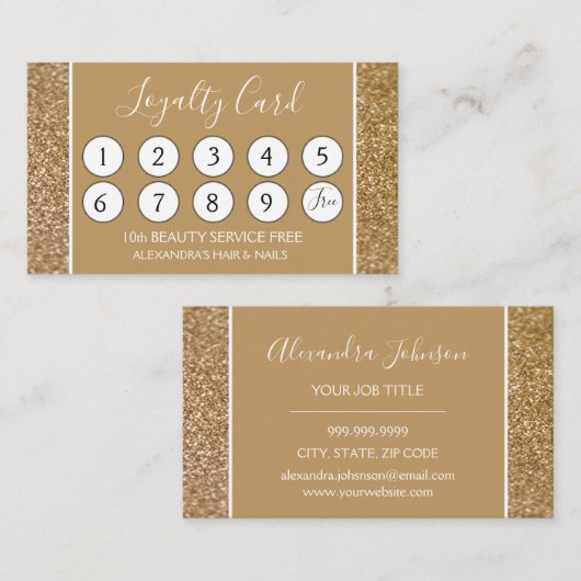 Gold Glitter en Sparkle Girly Loyalty Punch (Voorkant / Achterkant)