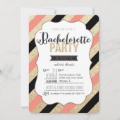 Gold Glitter en Stripes Bachelorette Uitnodiging (Voorkant)