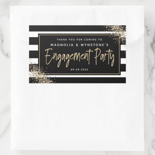 Gold Glitter Engagement Party - Hartelijk dank Rechthoekige Sticker (Tas)