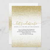 Gold Glitter Engagement Party - Uitnodiging (Voorkant / Achterkant)
