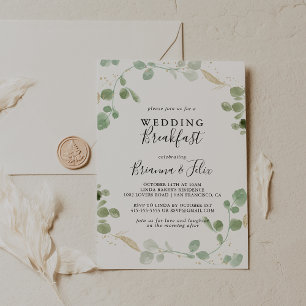 Gold Glitter Eucalyptus Foliage Weddenschap Breakf Kaart