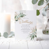 Gold Glitter Eucalyptus Greenery Elegant Wedding Kaart