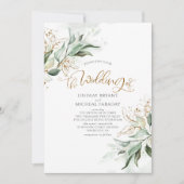 Gold Glitter Eucalyptus Greenery Elegant Wedding Kaart (Voorkant)