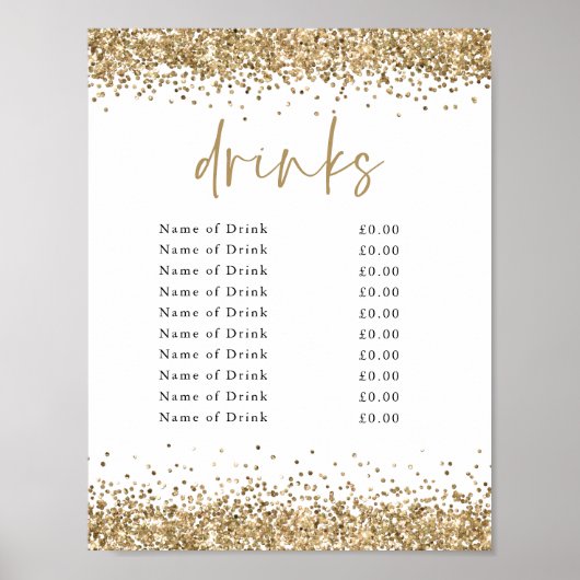 Gold Glitter Event Party Drink Prijsbalk Poster (Voorkant)
