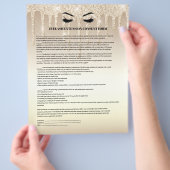 Gold Glitter EYELASH EXTENSION CONSENT FORM Flyer (Hand)