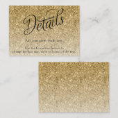 Gold Glitter Fancy Script Detail Informatiekaartje (Voorkant / Achterkant)