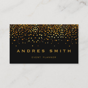 Gold Glitter Faux Foil Confetti Black Visitekaartje
