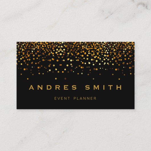 Gold Glitter Faux Foil Confetti Black Visitekaartje (Voorkant)