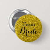Gold Glitter Faux Foil Wedding Team Bride Ronde Button 5,7 Cm (Voorkant /achterkant)