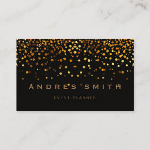 Gold Glitter Faux Folie Confetti Black Visitekaartje