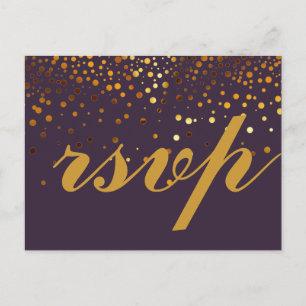 Gold Glitter Faux Folie Glamor Wedding RSVP Briefkaart