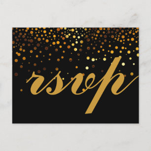 Gold Glitter Faux Folie Glamor Wedding RSVP Uitnodiging Briefkaart