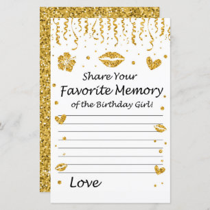 Gold glitter Favorite Memory of the Birthday Girl
