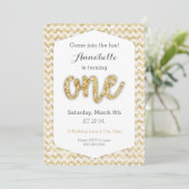 Gold Glitter First Birthday Kaart (Staand voorkant)