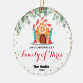 Gold Glitter First Kerstmis als familie van drie Keramisch Ornament (Links)