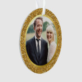 Gold & Glitter First Married kerstfoto Ornament (voorkant)