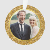 Gold & Glitter First Married kerstfoto Ornament (voorkant)