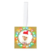 Gold Glitter Five Photo Kerstfeestdag Square Kubus Ornament (Voorkant)