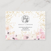 Gold glitter floral pastel logo script bedankt visitekaartje (Achterkant)