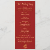 Gold Glitter Flowers and Dark Red Wedding Program Programma (Achterkant)