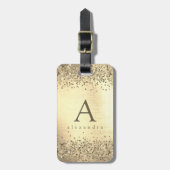 Gold Glitter Folie Monogram Bagagelabel (Voorkant verticaal)