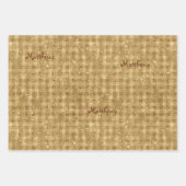 Gold Glitter Folie Pattern Monogramed Kerstmis Inpakpapier Vel (Voorkant 3)