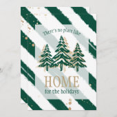 Gold Glitter & Forest Green Pine Tree-kerstmis Feestdagenkaart (Voorkant / Achterkant)