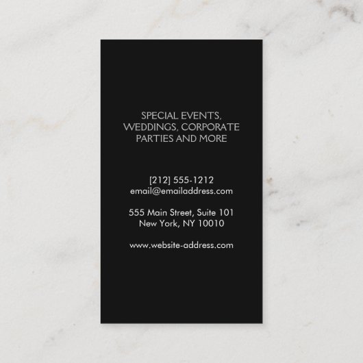 Gold Glitter Fork Event Planner Visitekaartje (Achterkant)