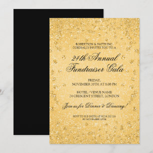 Gold Glitter Formal Corporate Fundraiser Kaart