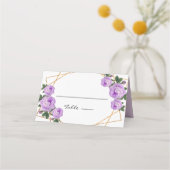 Gold Glitter Geo Paarse Floral Wedding Couple Fold (Voorkant)