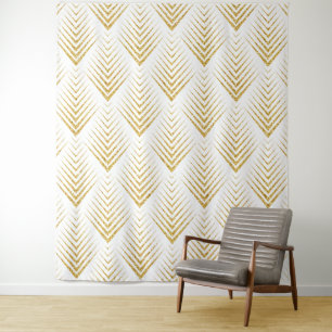 Gold Glitter Geometric Art-Deco Pattern Wandkleed