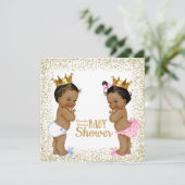 Gold Glitter Geslacht Reveal Kaart (Staand voorkant)