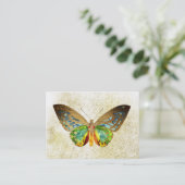 *~* Gold Glitter Gilded Gold Waterverf Butterfly Visitekaartje (Staand voorkant)