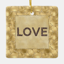 Gold Glitter Giraffe Print Love Keramisch Ornament