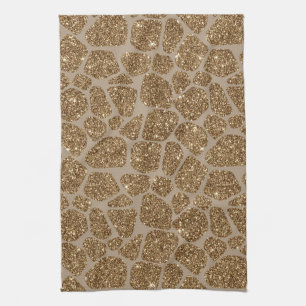 Gold Glitter Giraffe Print Theedoek