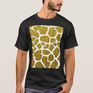 Gold Glitter Giraffe Skin Pattern Graphic T-Shirt
