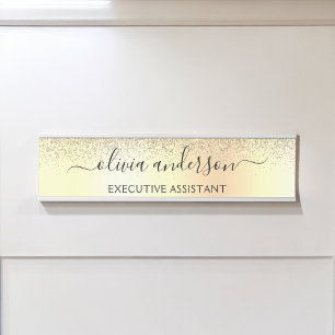 Gold Glitter Girly Luxury Modern Monogram Naam Deurbordje
